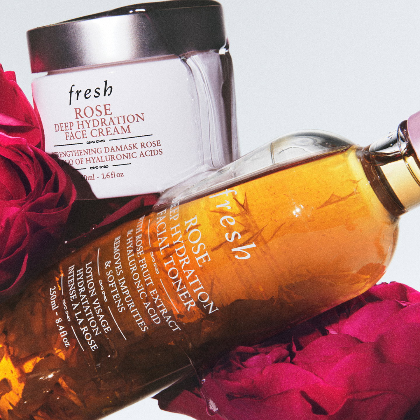 Fresh Rose products artfully displayed