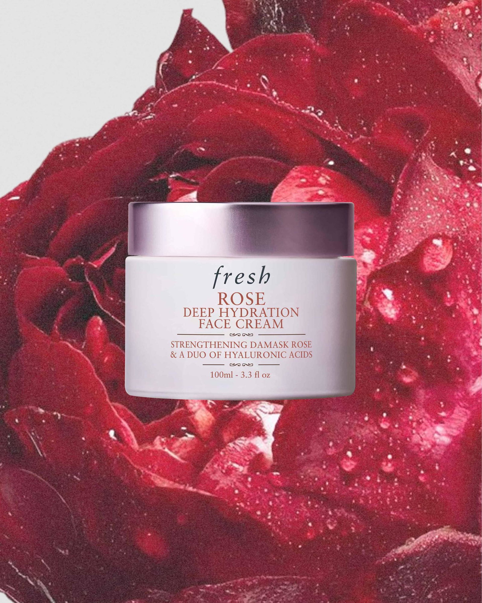 Rose Deep Hydration Cream on a rose background