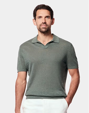 Green Premium Knitted Linen Polo Shirt
