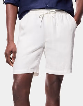 White Linen Drawstring Shorts