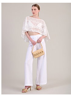 White Wide Leg Linen Pants With Side Slit Openings
