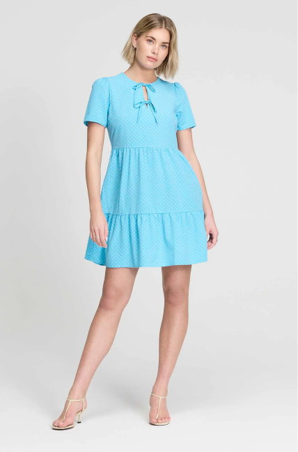Lola Blue Polka Dot Tiered Short Dress