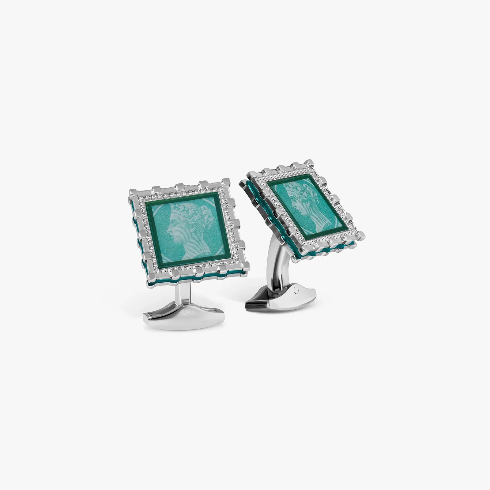Image of Green Palladium Plated Regalia Victoria Cufflinks