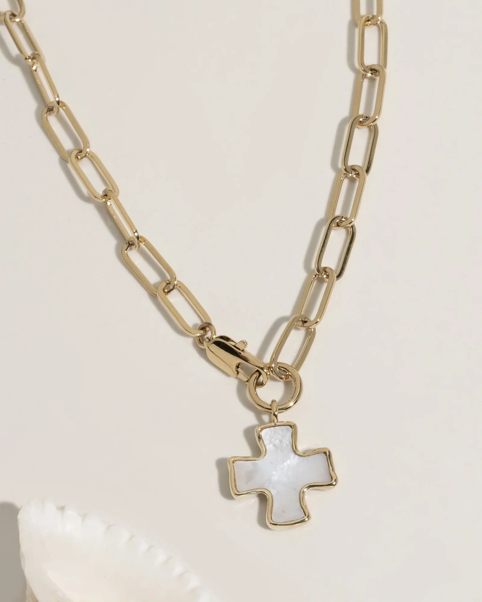 Image of Pearl Chunky Cross Chain Necklace