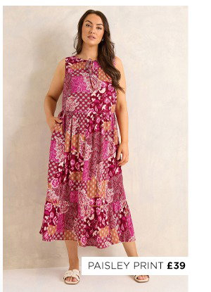 EVANS Curve Orange Paisley Tie Neck Dress