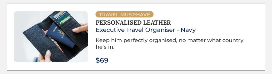 Personalised Leather Executive Travel Organiser - Navy