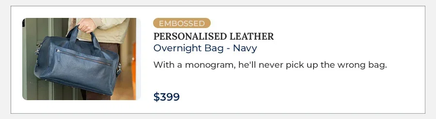 Personalised Leather Overnight Bag - Navy