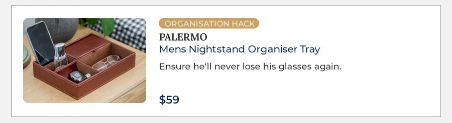 Palermo Mens Nightstand Organiser Tray