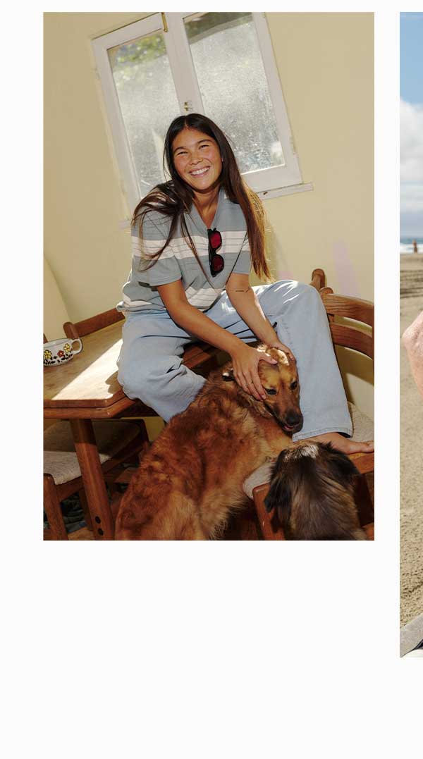Female model wearing our Greg Tee