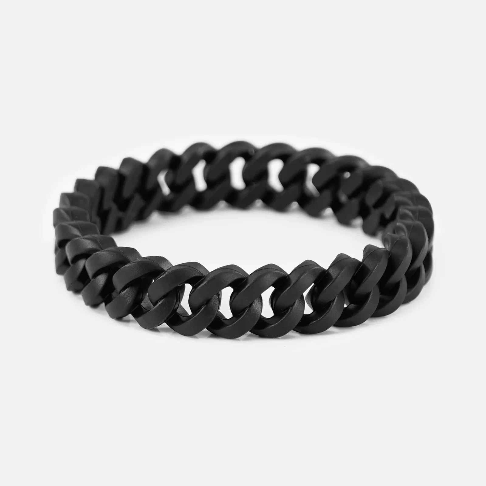 Image of Black Cuban Link Silicone Wristband