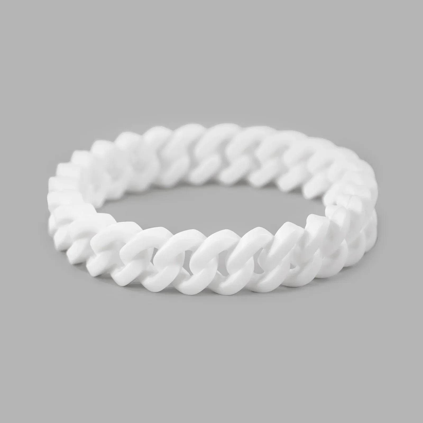Image of White Cuban Link Silicone Wristband