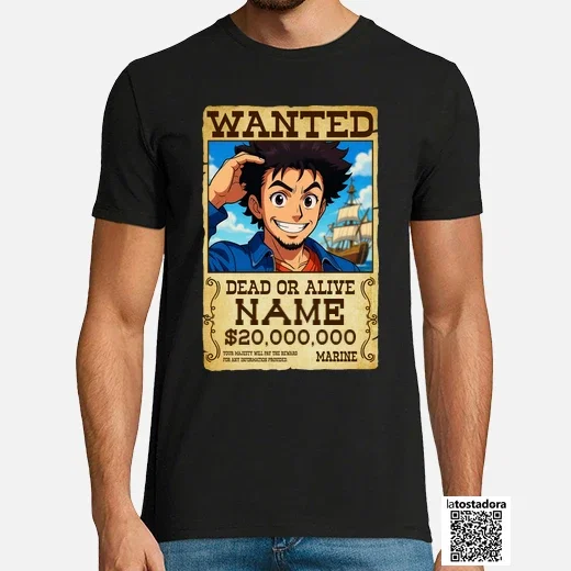 Camiseta efecto anime wanted foto personalizable | laTostadora