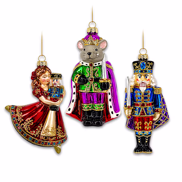 Hand-Painted Blown Glass Ornaments Reimagine Characters from The Nutcracker
