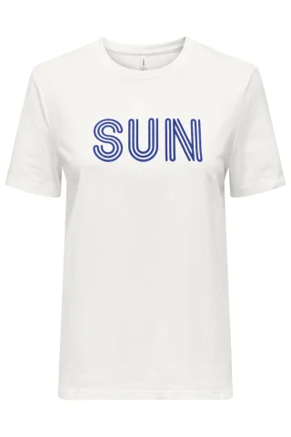ONLINES SUN S/S TEE JRS OUTLET 15366389 Cloud Dancer/Sun(dazzling blue)