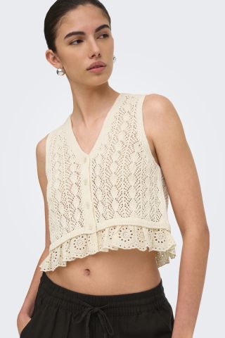 JDYSOFIE S/L VN BUTTON TOP KNT 15387346 ECRU