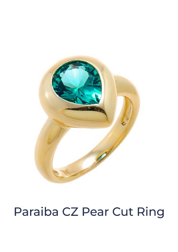 Paraiba CZ Pear Cut Ring