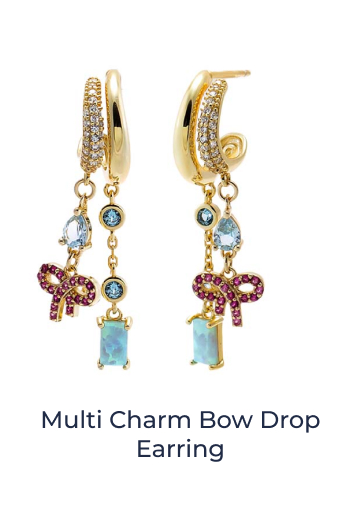 Multi Charm Bow Drop Earring