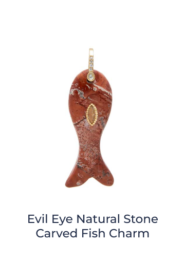 Evil Eye Natural Stone Carved Fish Charm