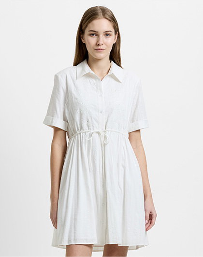 Barnet Cotton Embroidered Striped Mini Dress