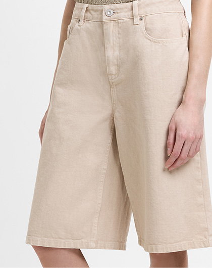 Dallas Mid Rise Taupe Denim Bermuda Shorts