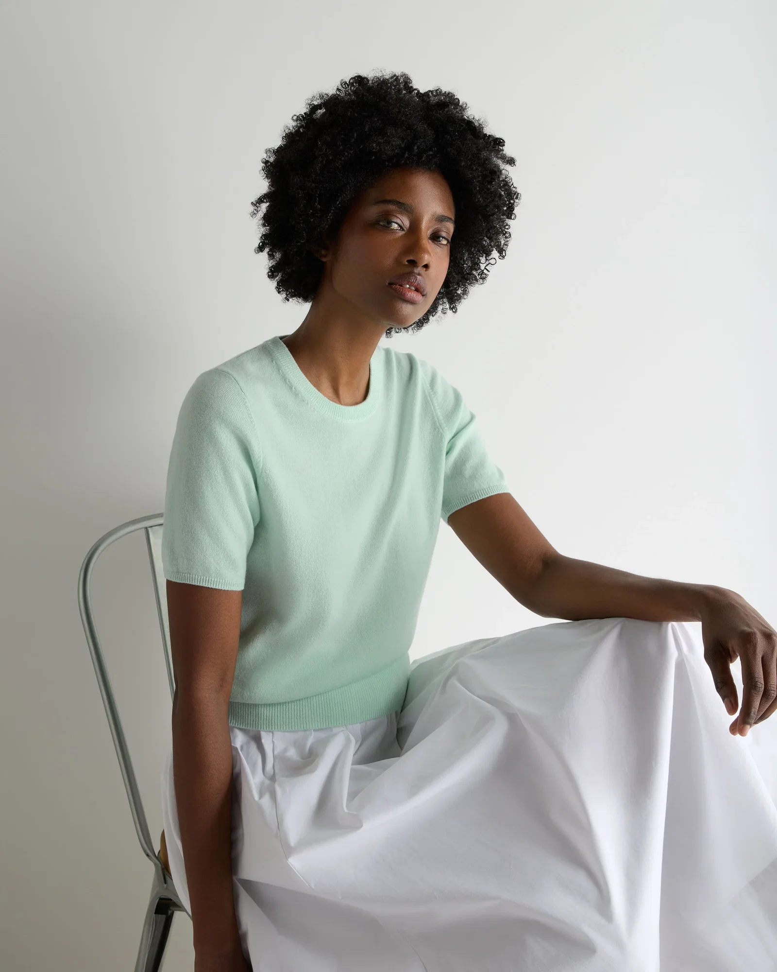 Image of Women's Milly Classic Cashmere T-Shirt Mint Green
