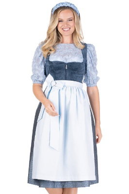 Samt Dirndl 2tlg. - DORFSTETTEN - dark night/eisblau