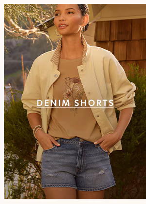 Denim shorts.