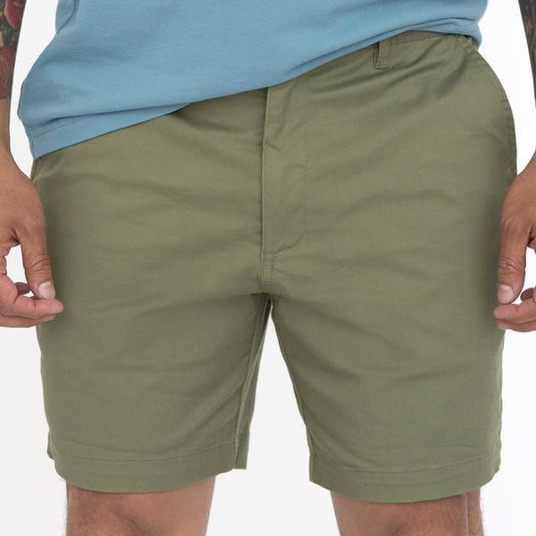 Image of Olive Cotton Stretch Twill Shorts - Made in USA