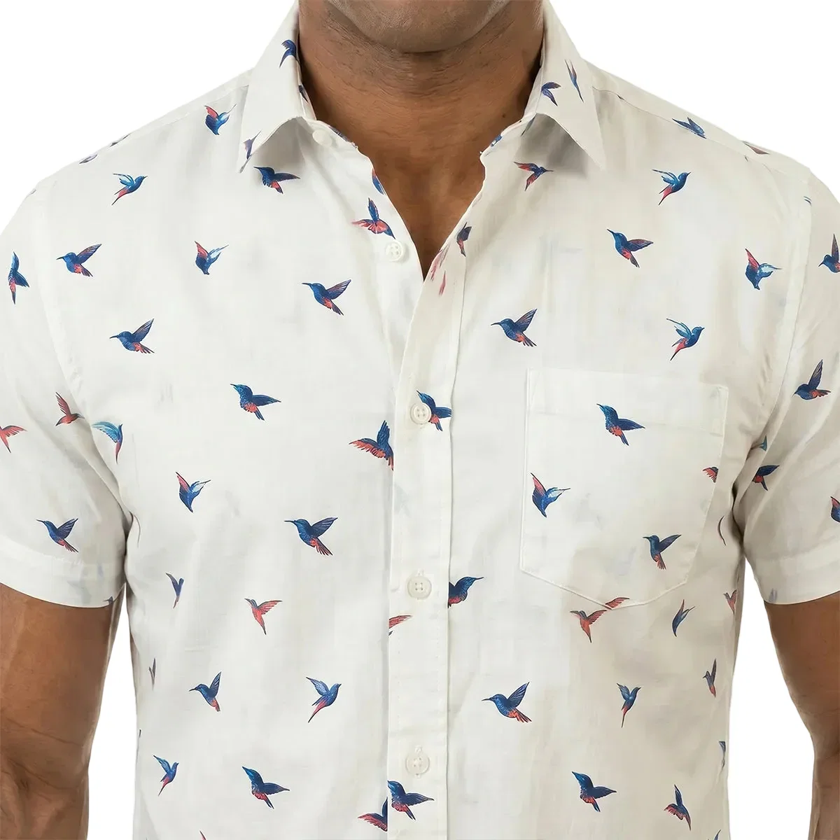Image of PETEY Short Sleeve Shirt in Hummingbird Watercolor Print