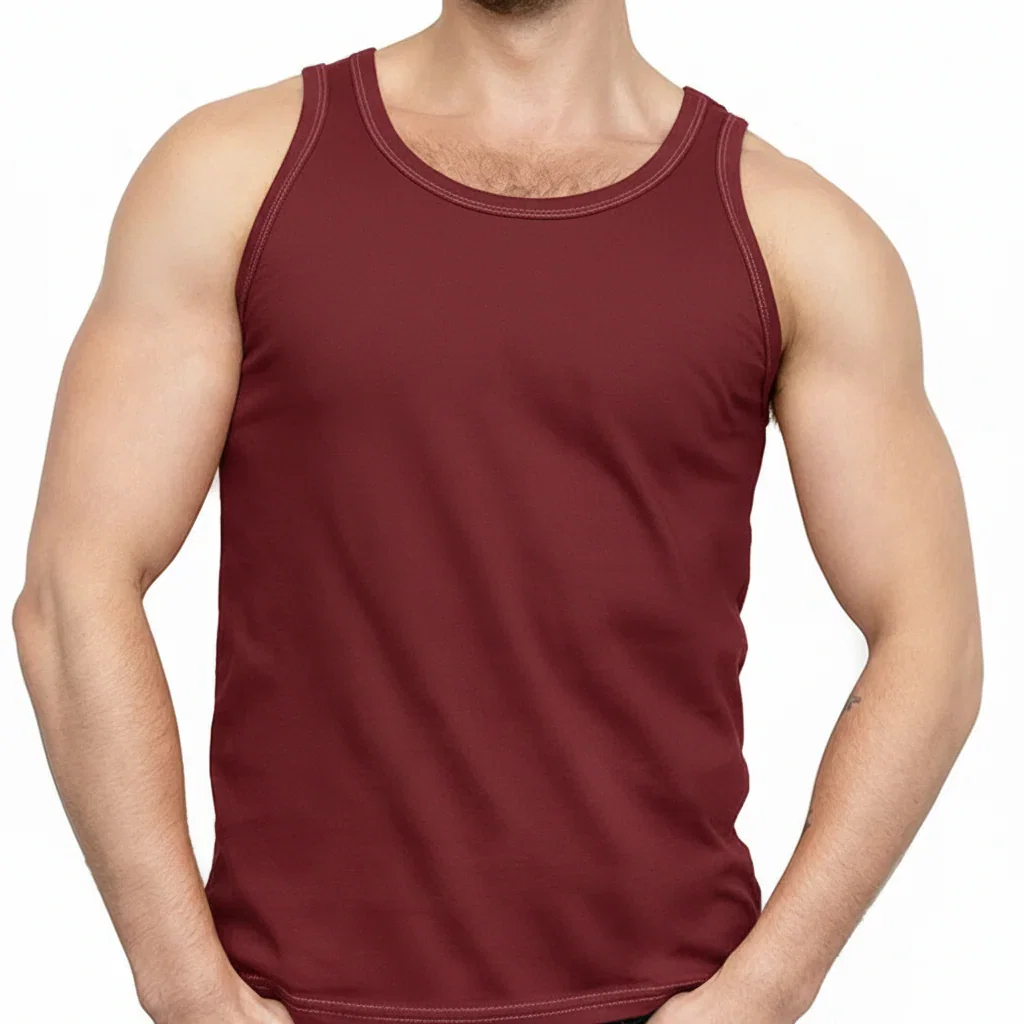 Image of The "Bruiser" Cotton Tank Top in Red Wine