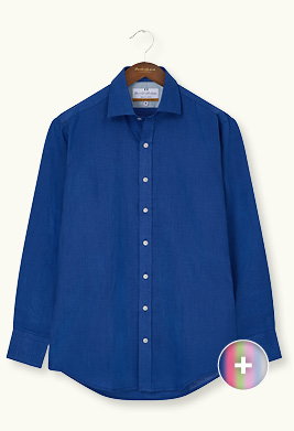 Cobalt Linen and Cotton Shirt