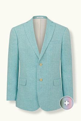 Turquoise Herringbone Linen Jacket
