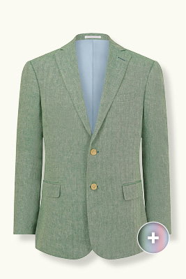 Green Herringbone Linen Jacket