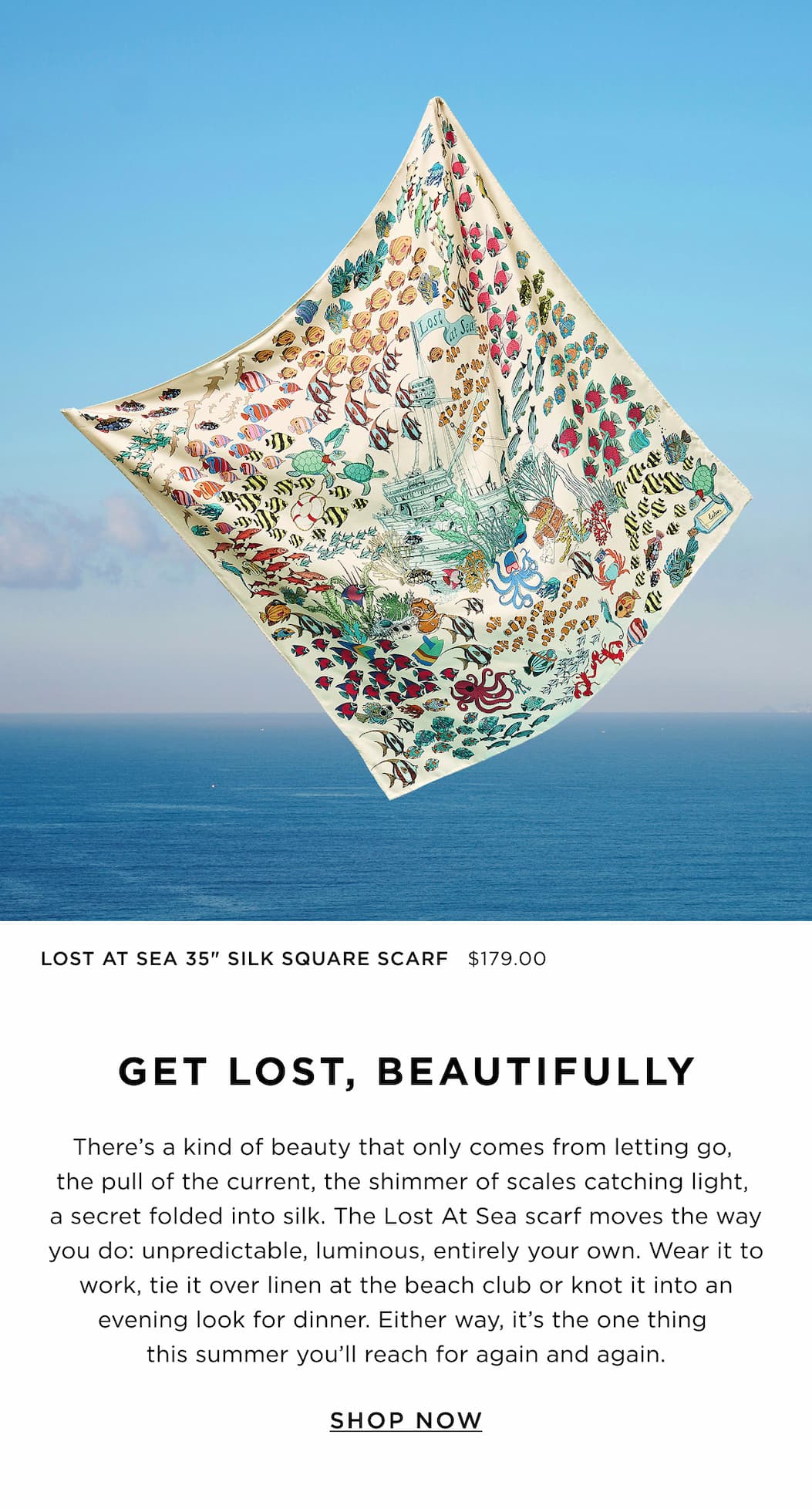Lost At Sea 35" Silk Square Scarf