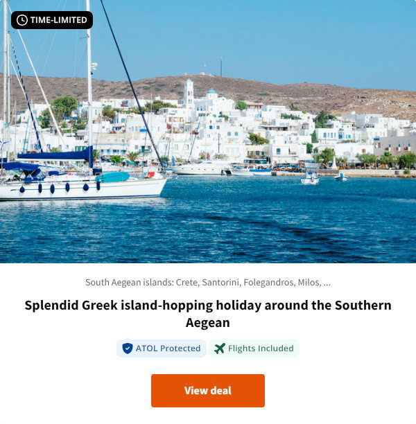 Splendid Greek island-hopping holiday around the Southern Aegean