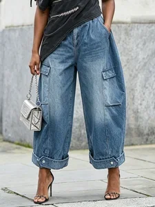 Image of Urban Loose Plain Denim Jeans