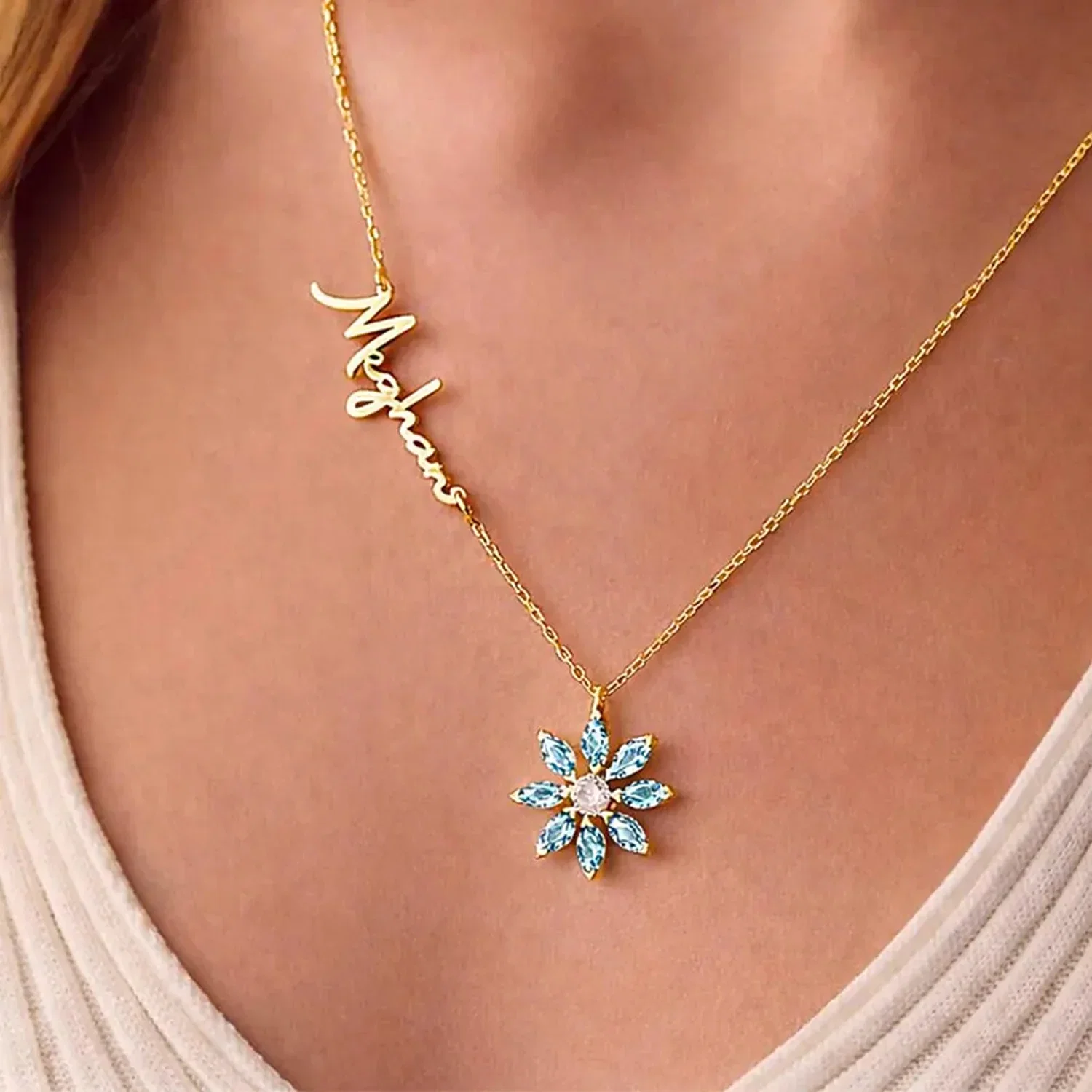 Birthstone Floral Necklace