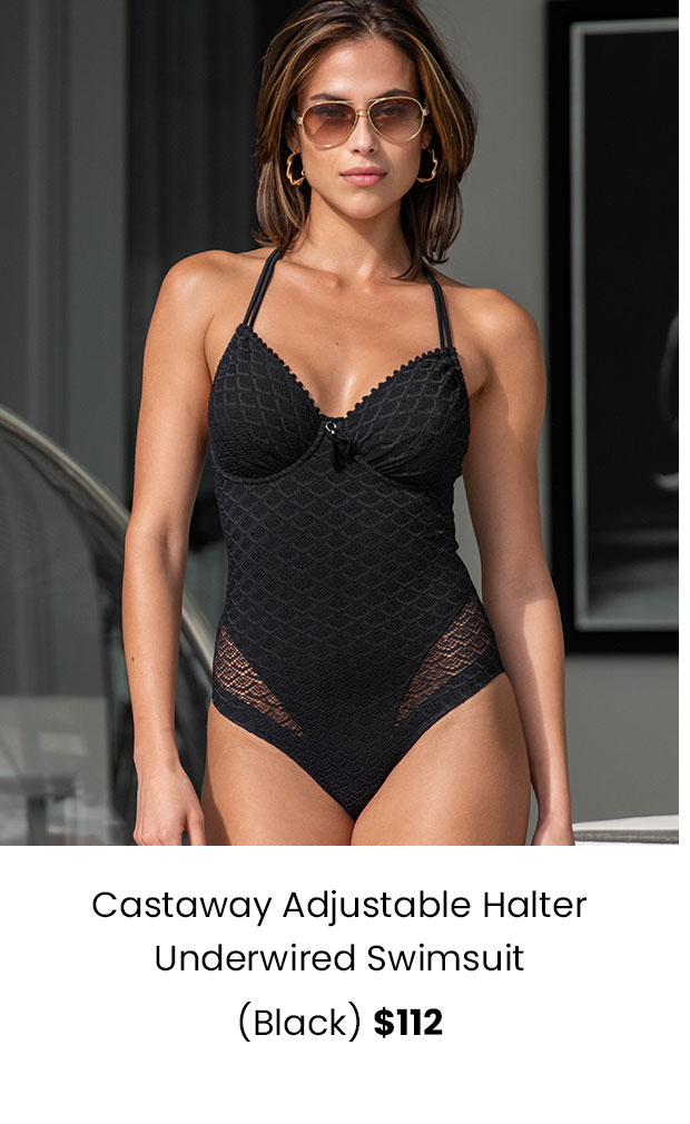 Castaway Adjustable Halter Underwired Swimsuit - Black
