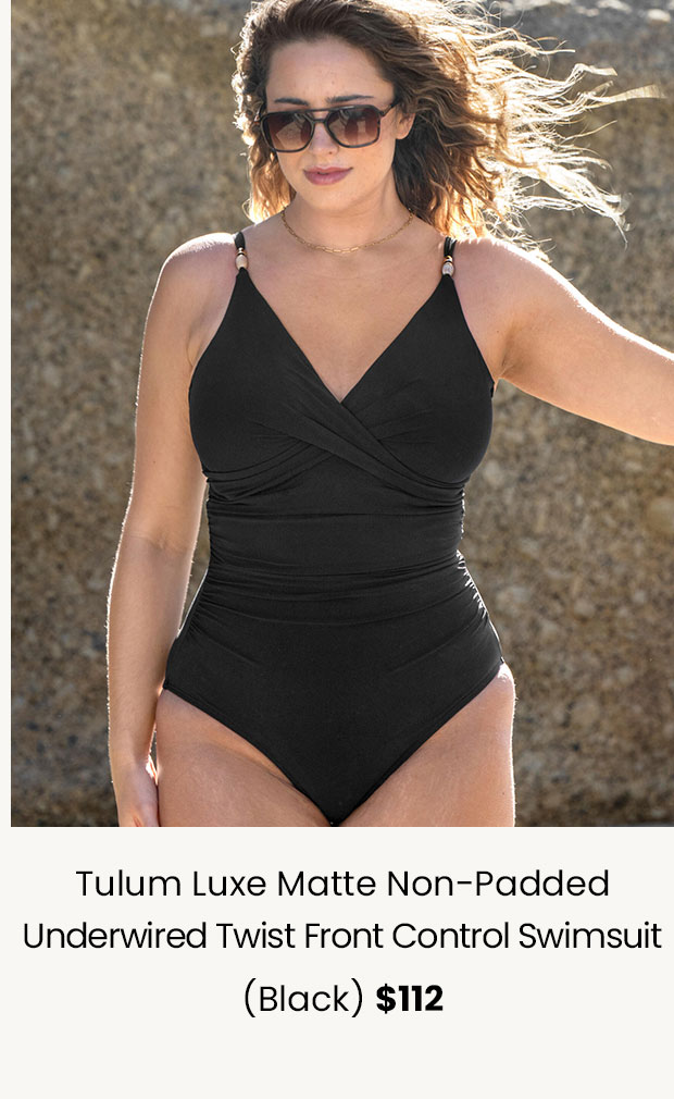 Tulum Luxe Matte Non-Padded Underwired Twist Front Control Swimsuit - Black