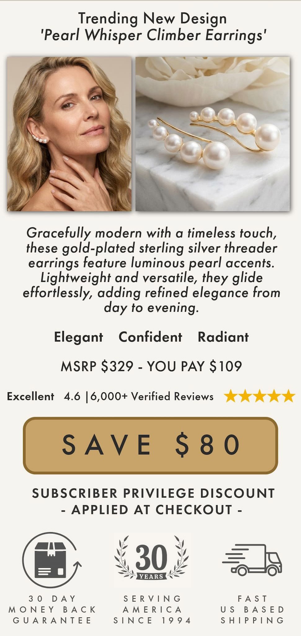 Trending New Design - Pearl Whisper Threader Earrings