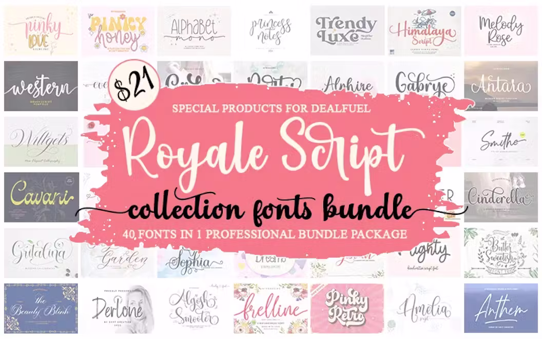 40 Royale Script Fonts Bundle | Extended Commercial License
