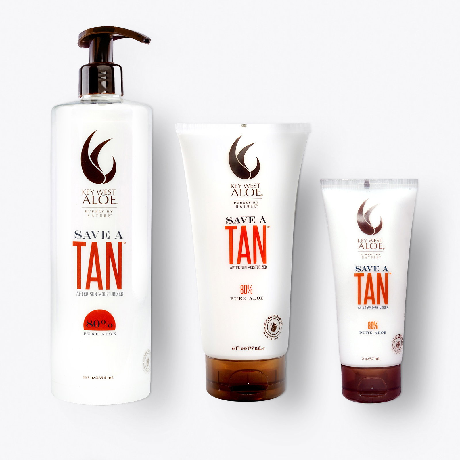a bottle and tubes of Save A Tan of lotion on white background