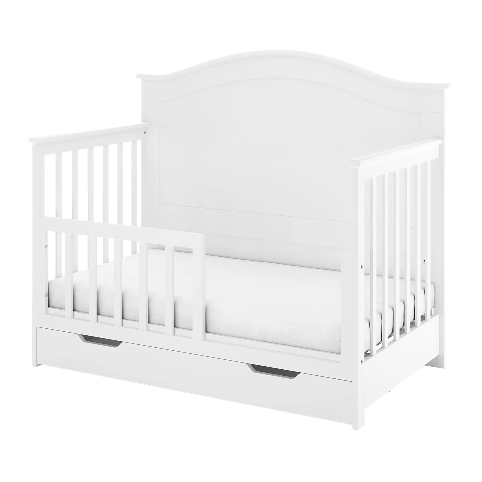 Image of Azeem & Giro Solid Pine Baby Cot with Rail Set in White
