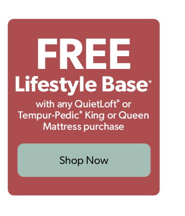 FREE Lifestyle Base with any QuietLoft or Tempur-Pedic King or Queen Mattress purchase. Click to shop now