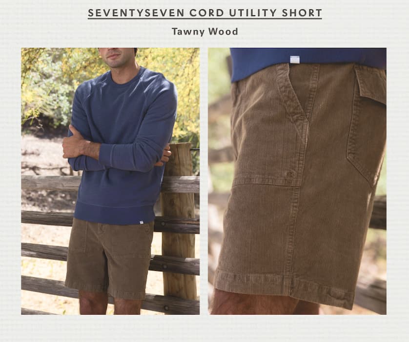 Seventyseven cord utility shorts