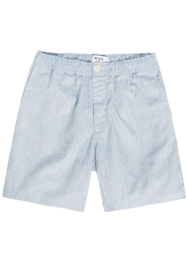 WAX LONDON Kurt striped cotton and linen-blend shorts