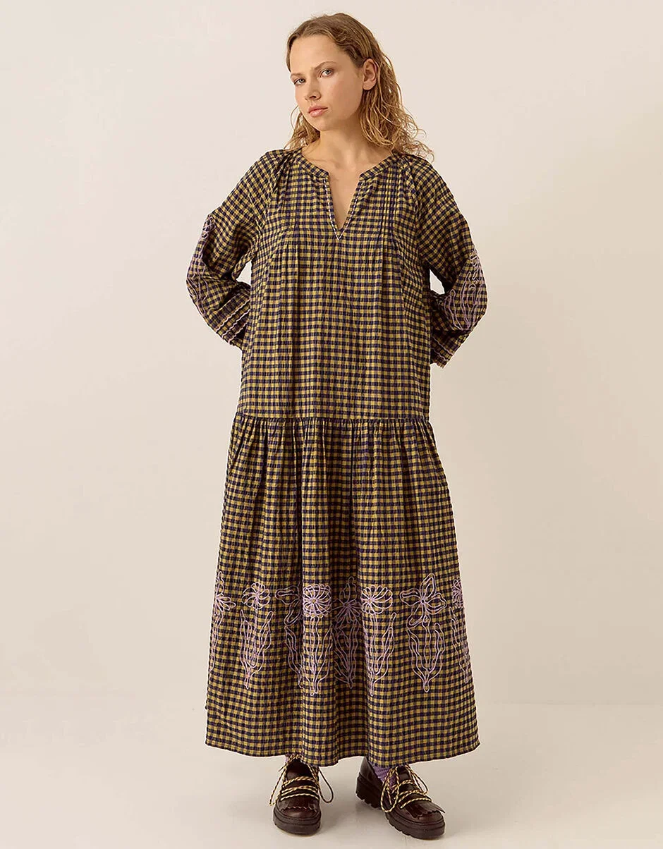 Dilly Gingham Cotton Dress Multi