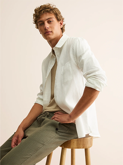 Men's Linen Shirt in Off-White