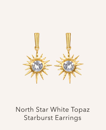 North Star White Topaz Starburst Earrings