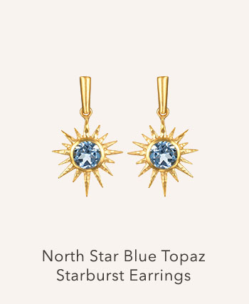 North Star Blue Topaz Starburst Earrings